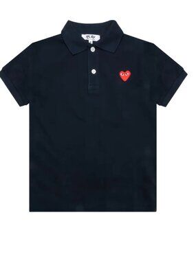 COMME DES GARCONS Play Kids Heart-Logo Navy Polo Shirt